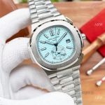 Faux Patek Philippe Nautilus 5980 Baby Blue Watch 42mm Automatic